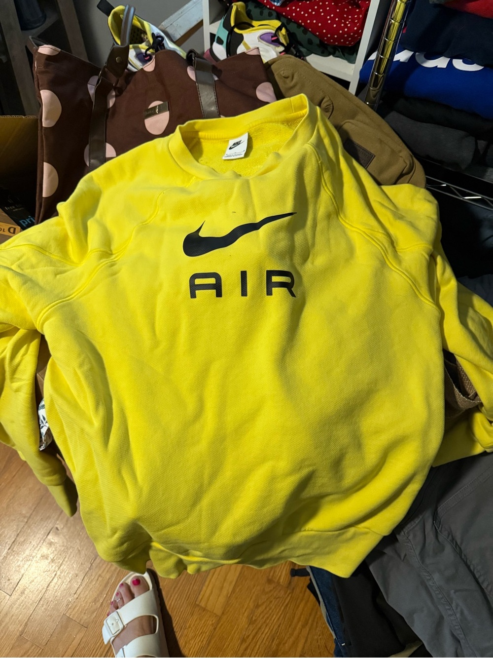 Nike Bright Yellow Crewneck Sweatshirt with Black AIR Logo